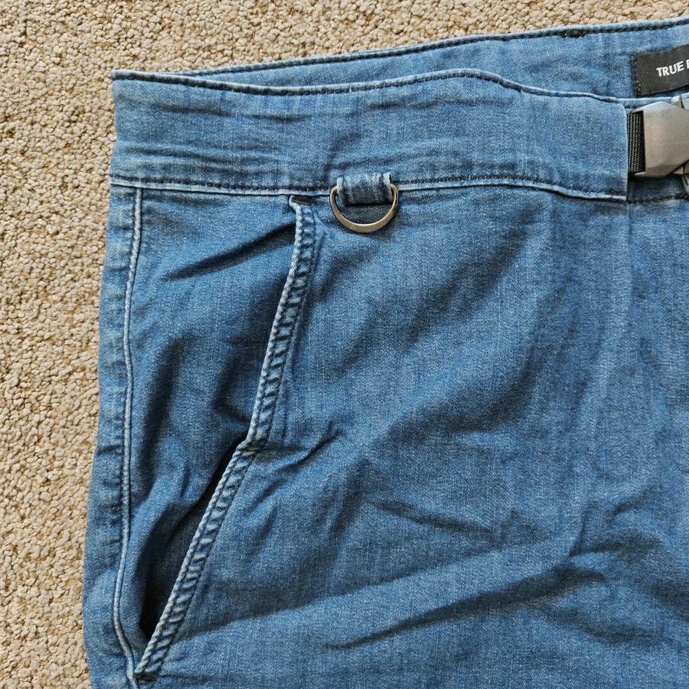 True Religion Mens 40W Blue Tactical Utility Denim Shorts Buckle Belt D-Ring‎